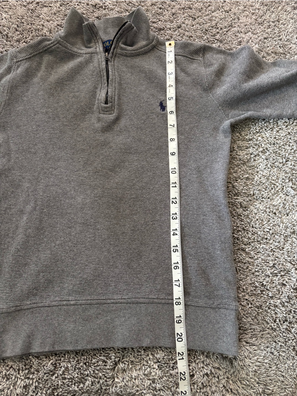 Polo Ralph Lauren Preppy Thermal Quarter Zip Gray Youth Kids Size M 10/12 - Picture 7 of 12